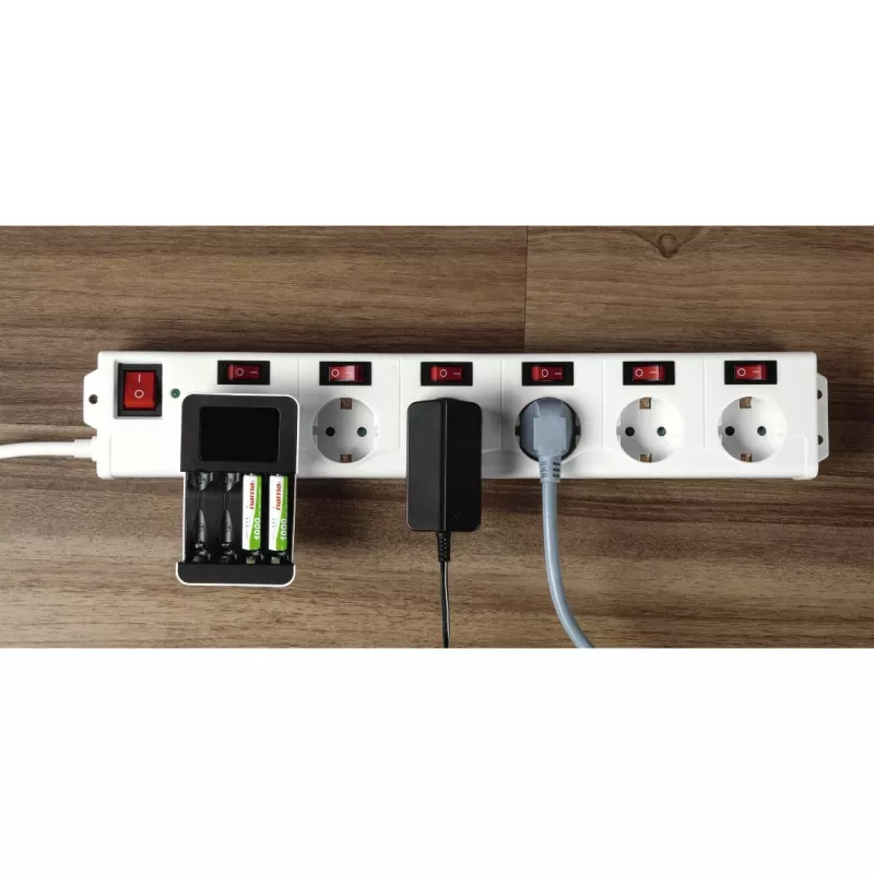Hama 00137239 Socket Line 6-zásuvkový predlžovací prívod, jednotlivo spínateľné zásuvky, biely