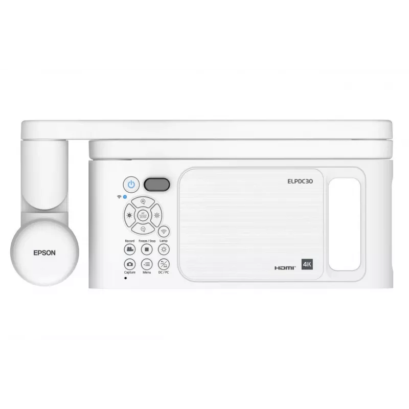 Epson ELPDC30 V12HB09080 dokumentová kamera, 4K UHD (3840 x 2160), 13 MP, 23x digitálny / 10x optický zoom, CMOS, HDMI/USB/Wi-Fi, biela