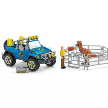schleich Dinosaurs Terénne vozidlo s dinosauřím predsunutým stanovišťom, dinosaury a sopka, výskumná stanica, 4 roky, viacfarebné, plast