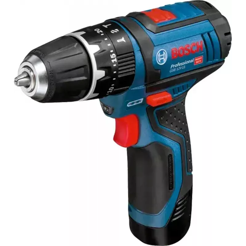 Vŕtačka s pištoľovou rukoväťou Bosch GSB 12V-15, 1300 ot/min, batéria 2 Ah