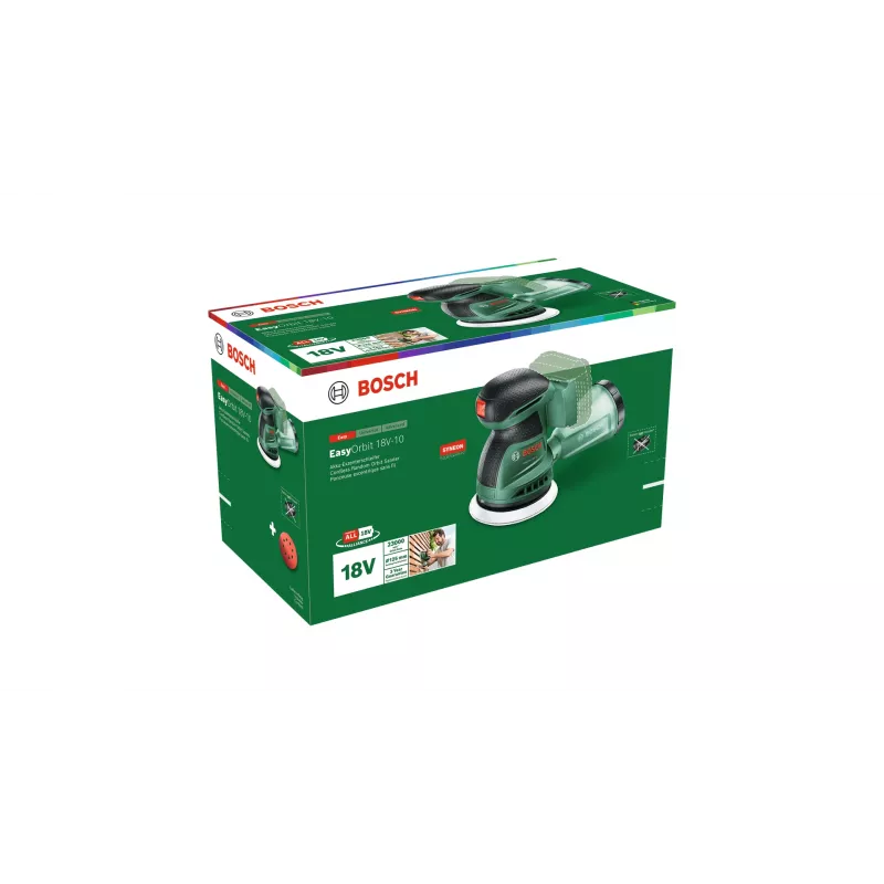 Bosch EasyOrbit 18V-10 (Baretool), excentrická brúska, čierna, zelená, plast, Nemecko, 23000 ot/min, 1 mm