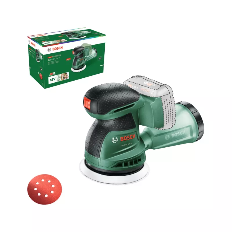 Bosch EasyOrbit 18V-10 (Baretool), excentrická brúska, čierna, zelená, plast, Nemecko, 23000 ot/min, 1 mm