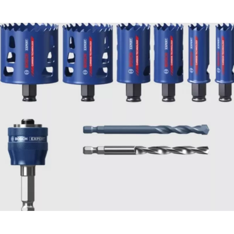 Bosch 2 608 900 445 Expert Tough Material sada vŕtacích korunok, 9 ks, s adaptérom Power Change Plus