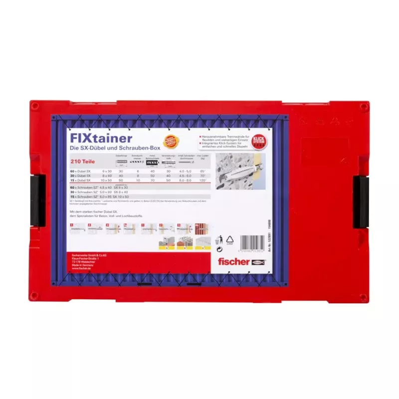 fischer FIXtainer SX škatuľa s hmoždinkami a skrutkami (210 ks)