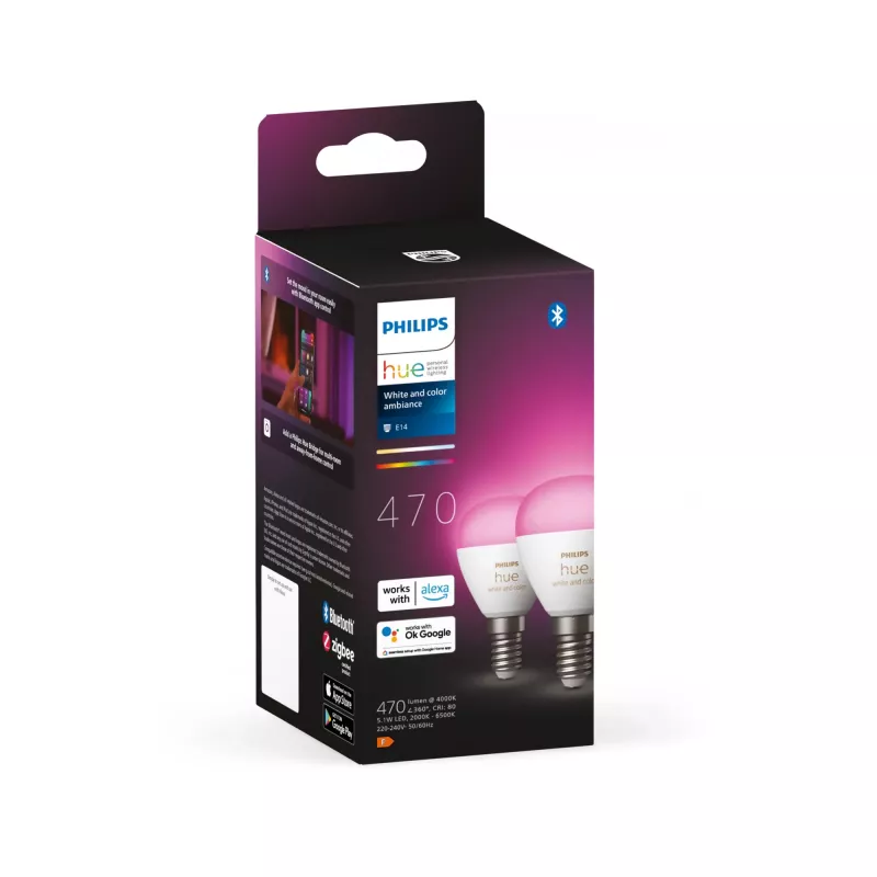 Philips Hue White and Color Ambience Lustre – E14 Smart žiarovka – (balenie 2 ks)
