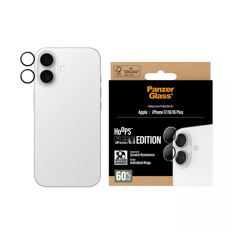 PanzerGlass ® Hoops® ochrana objektívu fotoaparátu transparentná iPhone 17 | iPhone 16 | 16 Plus