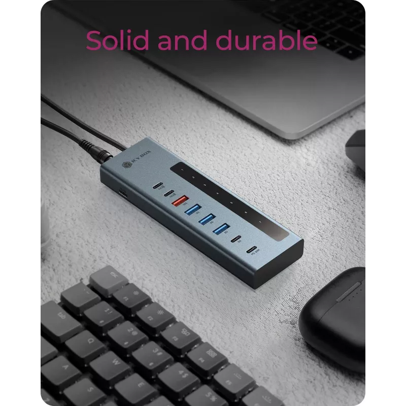 RAIDSONIC ICY BOX 9-in-1 hub s Power Delivery, USB 3.2 Gen 2 Type-C/Type-A host, hliník, modrý