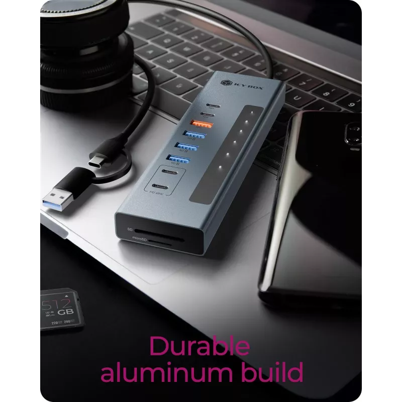 ICY BOX 11-in-1 USB Type-C hub so čítačkou kariet a PD