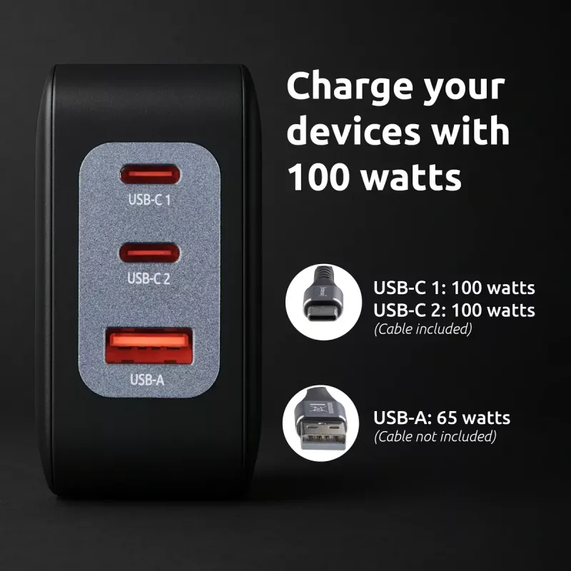 Napájací zdroj Intenso W100ACC+C520C 100W rýchlonabíjačka GaN čierny