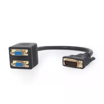 Videokábel adaptér GEMBIRD DVI-I na 2×VGA (D-Sub), 0,3 m, čierna