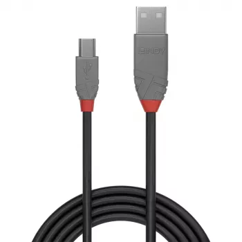 Lindy 5m USB 2.0 Type-A na Mini-B kábel, Anthra Line