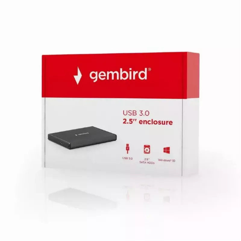 HDD puzdro GEMBIRD EE2-U3S-3 pre 2,5-palcové SATA disky, 1-slotové, Micro-USB B, USB 3.2 Gen 1, až do 2 TB, čierna