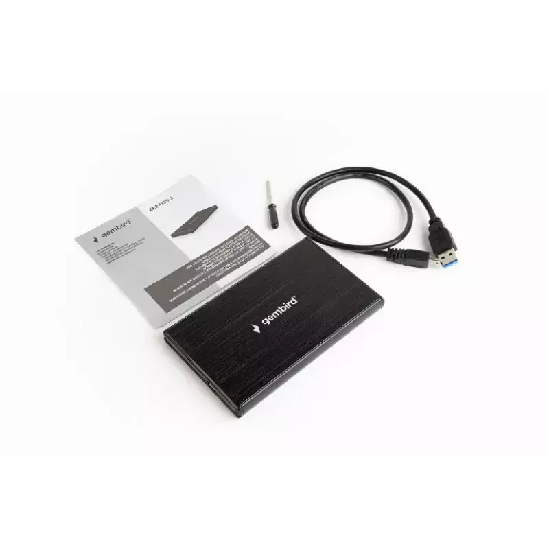 HDD puzdro GEMBIRD EE2-U3S-3 pre 2,5-palcové SATA disky, 1-slotové, Micro-USB B, USB 3.2 Gen 1, až do 2 TB, čierna