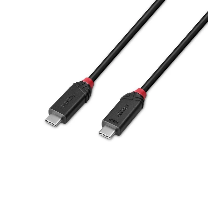 Lindy 0,5 m USB4 240W Type-C kábel, Black Line, 0,5 m, USB-C, USB-C, USB4 Gen 3x2, 40 Gbit/s, čierna