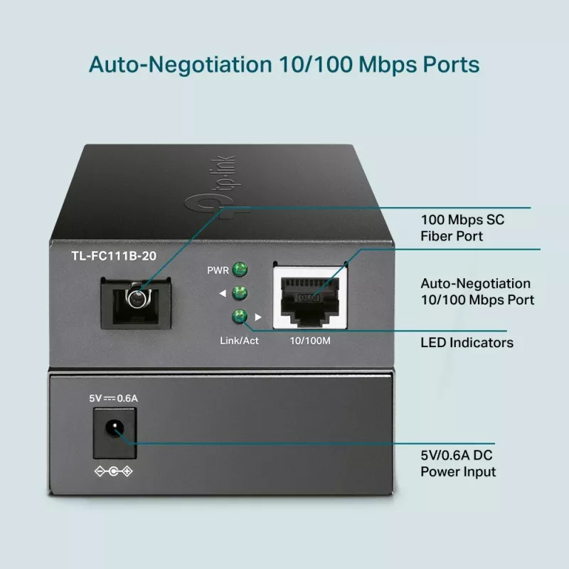 TP-Link 10/100 Mbit/s RJ45 na 100 Mbit/s Singlemode SC WDM bidirekcionálny mediálny konvertor