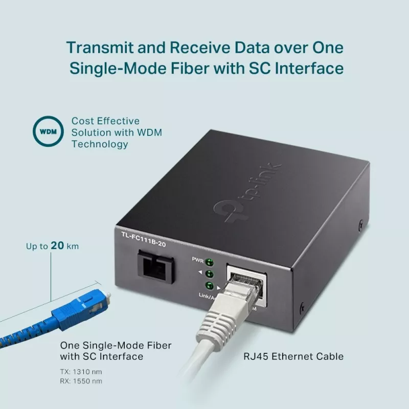 TP-Link 10/100 Mbit/s RJ45 na 100 Mbit/s Singlemode SC WDM bidirekcionálny mediálny konvertor