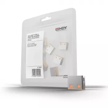 Lindy USB port blocker (bez kľúča) – balenie 10 ks, farebný kód: oranžová