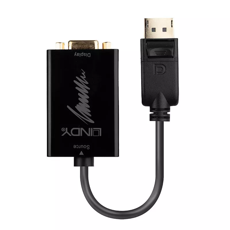 Lindy 41006 aktívny prevodník DisplayPort na VGA, 0,15 m, čierny