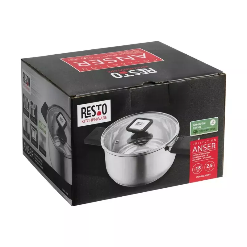 Resto Kitchenware Anser okrúhly hrniec 2,5 l, čierny, nehrdzavejúca oceľ