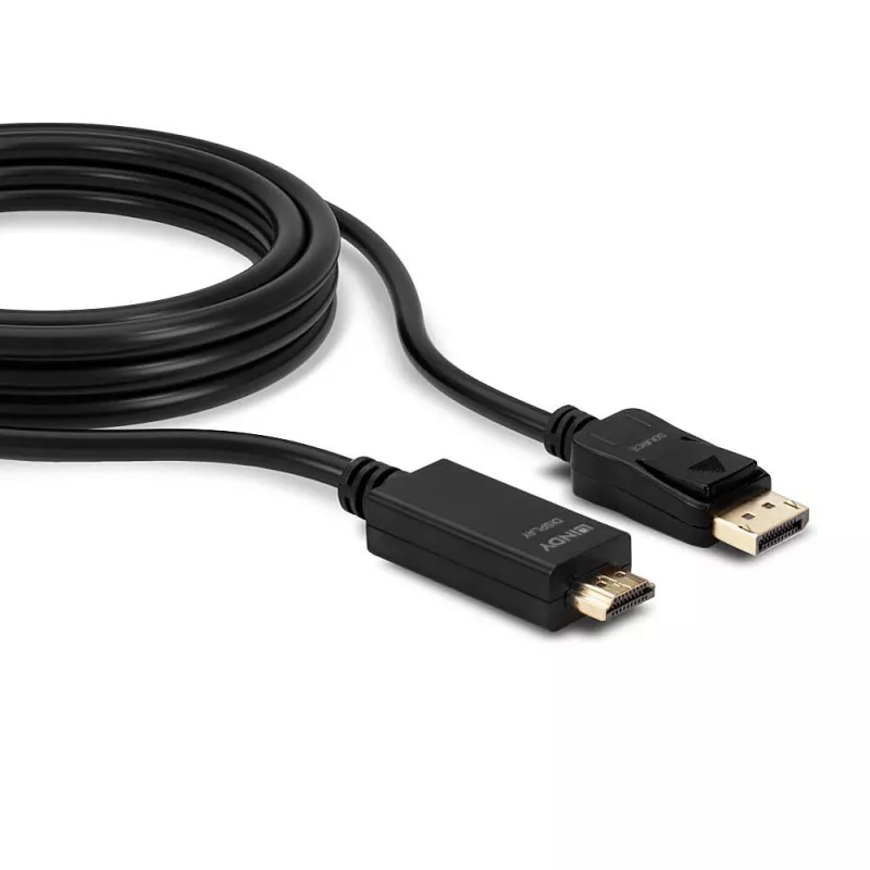 Lindy 5m DisplayPort na HDMI 10.2G kábel, 5 m, DisplayPort, HDMI Type-A (štandard), konektor samec, konektor samec, 3840 x 2160 pixelov
