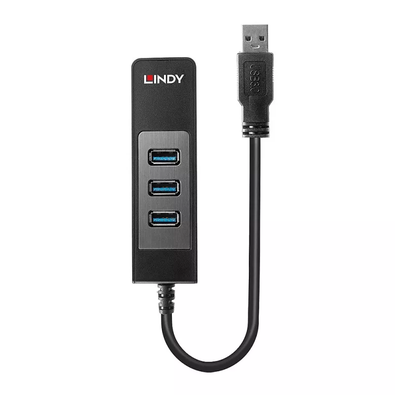 USB hub a Gigabit Ethernet konvertor Lindy 43176