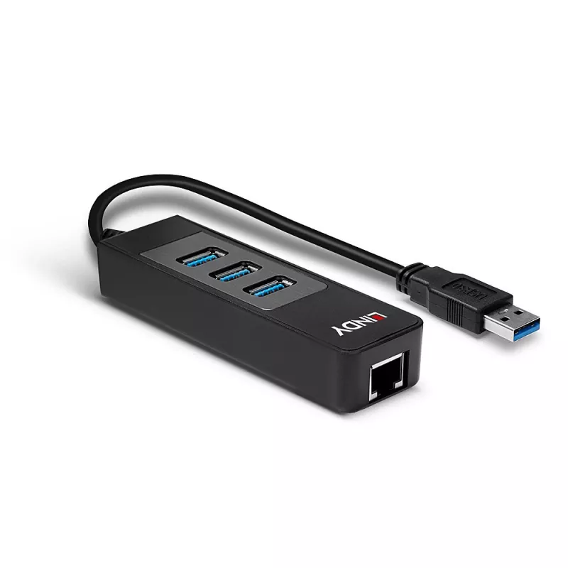 USB hub a Gigabit Ethernet konvertor Lindy 43176
