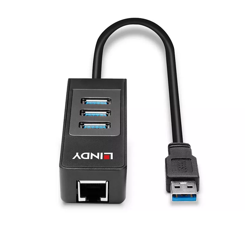 USB hub a Gigabit Ethernet konvertor Lindy 43176