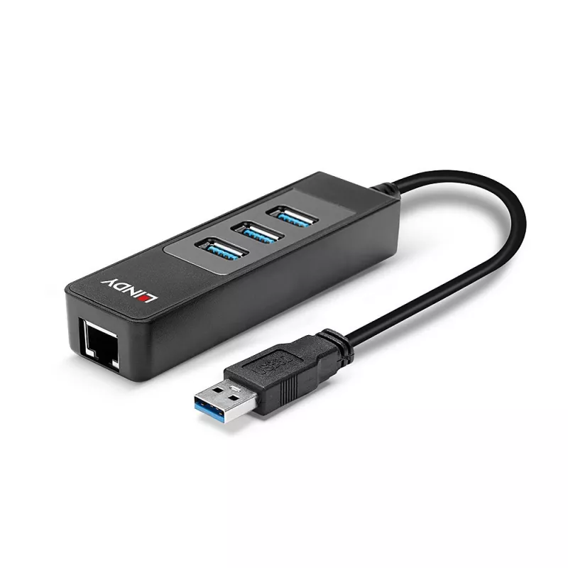 USB hub a Gigabit Ethernet konvertor Lindy 43176