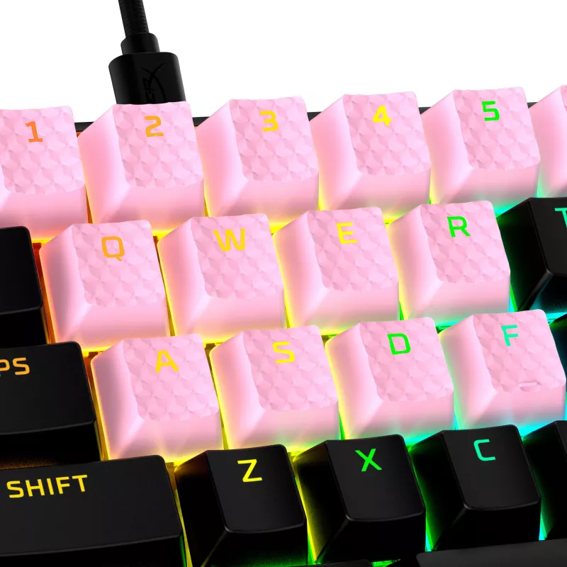 HyperX Rubber Keycaps sada klávesnicových krytiek herné príslušenstvo ružová US rozloženie pre HyperX a spínače typu Cherry MX