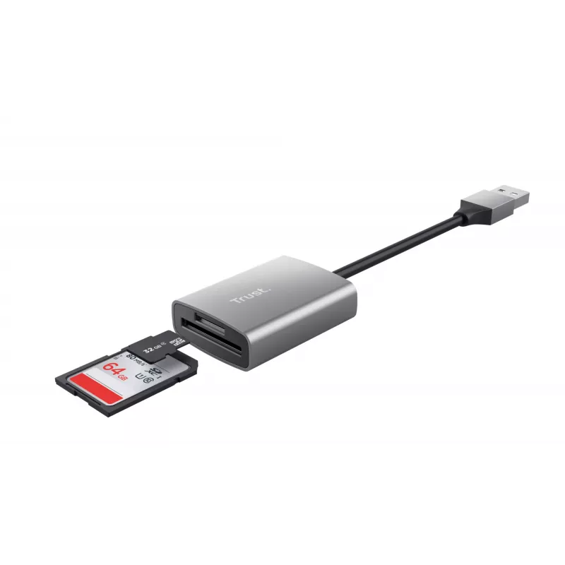 Trust Dalyx 24135 čítačka kariet, USB 3.2 Gen 1, microSD/SD/SDHC/SDXC, strieborná