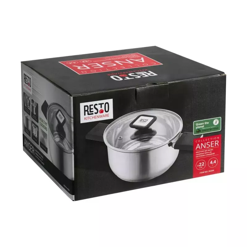Resto Kitchenware Anser 4,4 L okrúhly čierny nerez