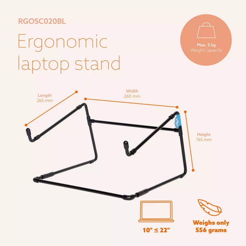 R-Go Tools stojan na notebook R-Go Steel Office, vhodný pre 10-22 palcov, čierny
