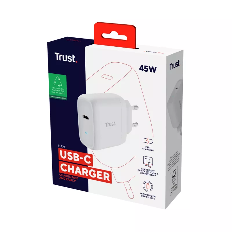 AC nabíjačka Trust Maxo 45 W univerzálna biela
