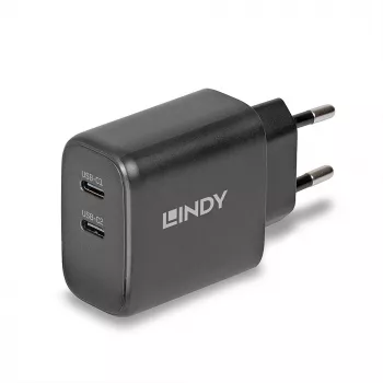 Lindy 65W USB 2 x Type-C GaN nabíjačka 73438