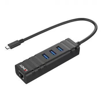 USB hub Lindy USB 3.2 Type-C hub a Gigabit Ethernet konvertor