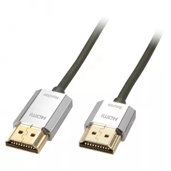 Lindy 3m CROMO tenký High Speed HDMI kábel s Ethernetom, 3 m, HDMI Type-A (štandard), HDMI Type-A (štandard), 3D, 10,2 Gbit/s, sivá