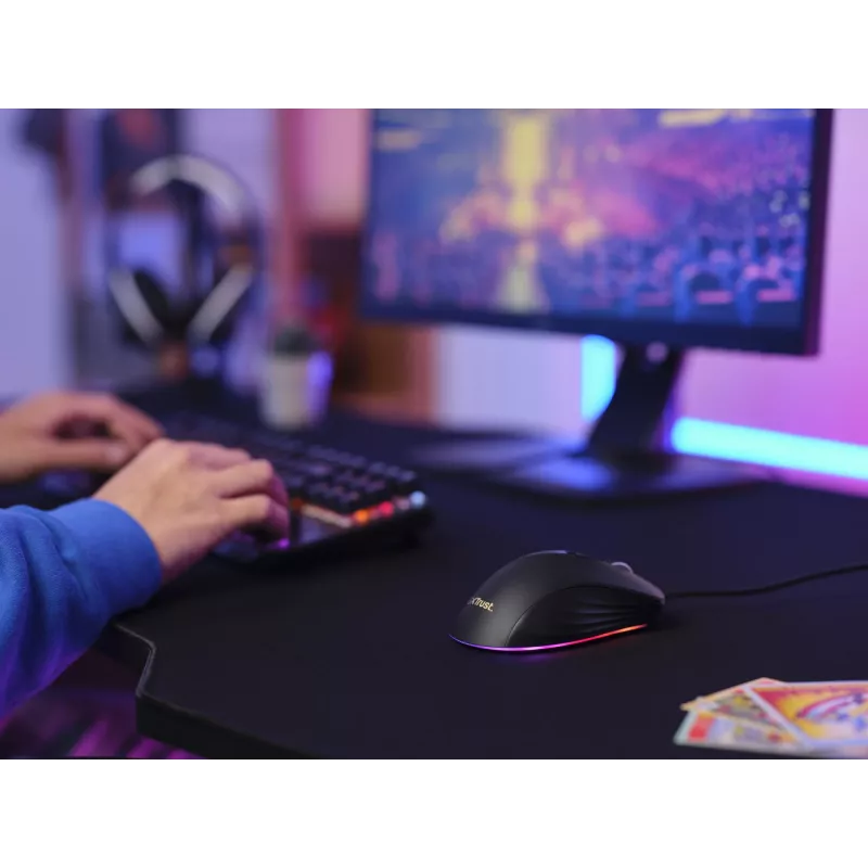 Trust GXT924 YBAR+ myš herná pravá ruka USB Type-A optická 25600 DPI