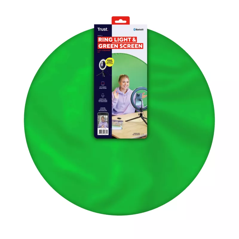 LED kruhové svietidlo Trust Maku+ čierna/zelená 24881