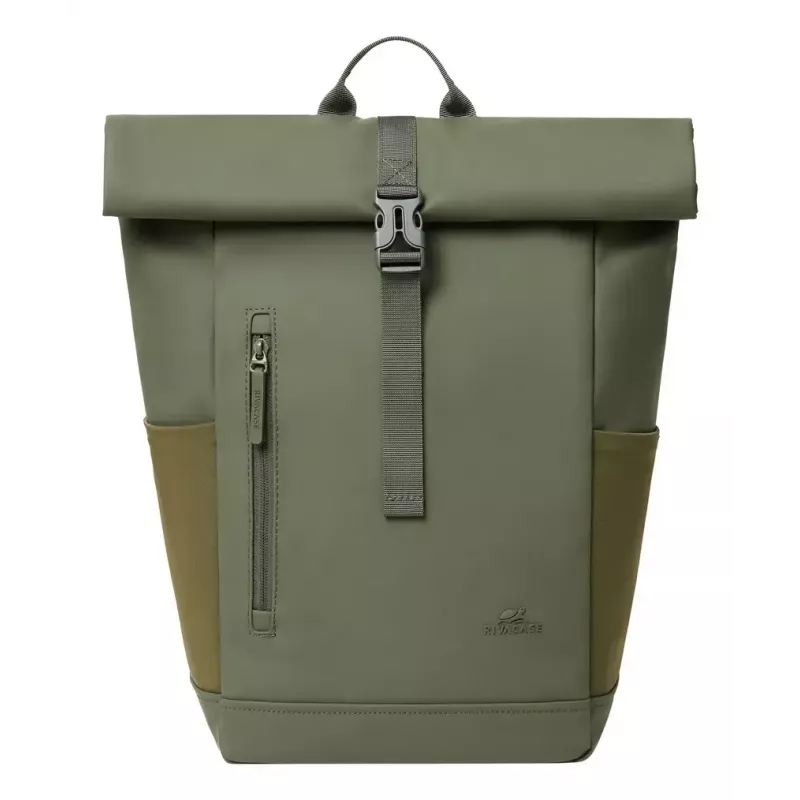 Cestovný batoh Rivacase Eden olivová PU koža polyester rPET 250x160x430mm