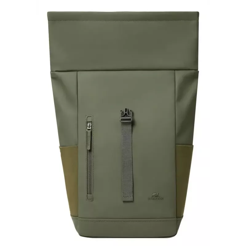 Cestovný batoh Rivacase Eden olivová PU koža polyester rPET 250x160x430mm