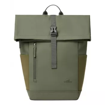 Cestovný batoh Rivacase Eden olivová PU koža polyester rPET 250x160x430mm