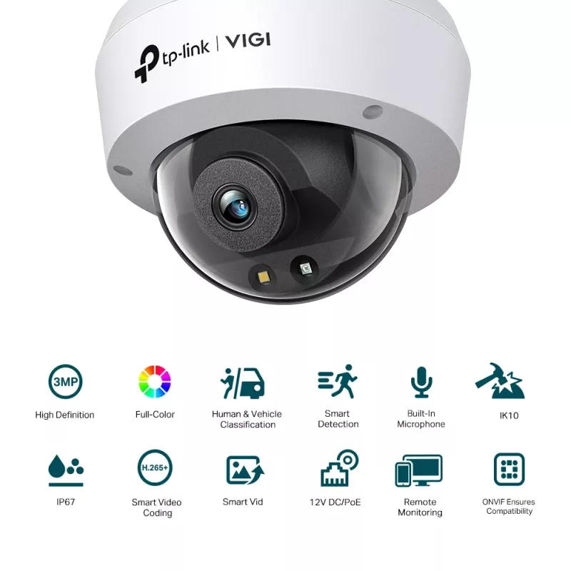 TP-Link VIGI C230 dome IP bezpečnostná kamera interiér & exteriér 2304 x 1296 pixelov stropná montáž