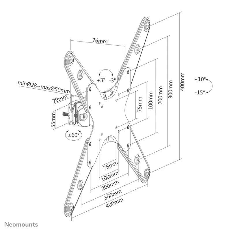 Neomounts TV držiak na stožiar FL40-430BL14 25 kg 32-55
