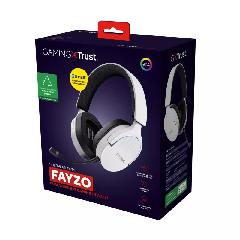 Trust GXT 491W FAYZO Headset káblový a bezdrôtový cez hlavu Gaming USB Type-C Bluetooth čierna, biela