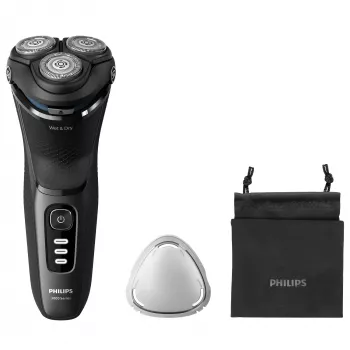 Elektrický rotačný holiaci strojček Philips 3000 Series S3244/12 – 3 hnacie hlavy, mokré a suché holenie, Li-Ion, 60 min. výdrž, pop-up zastrihávač, umývateľný, čierny