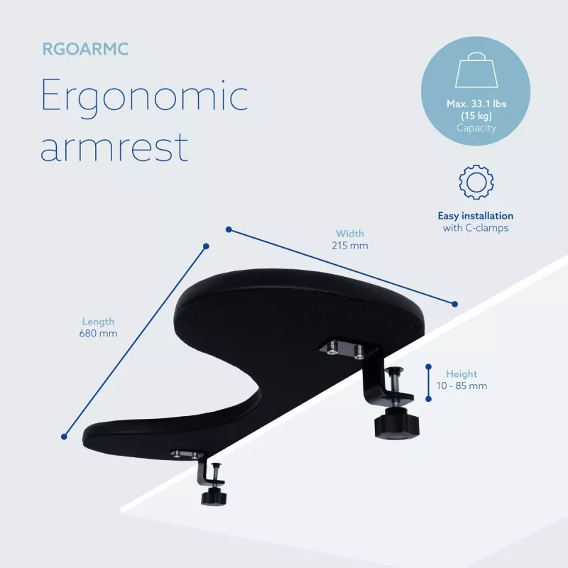 R-Go Tools podrúčka R-Go, ergonomická, symetrická, s výrezom na brucho, mäkká pena, čierna