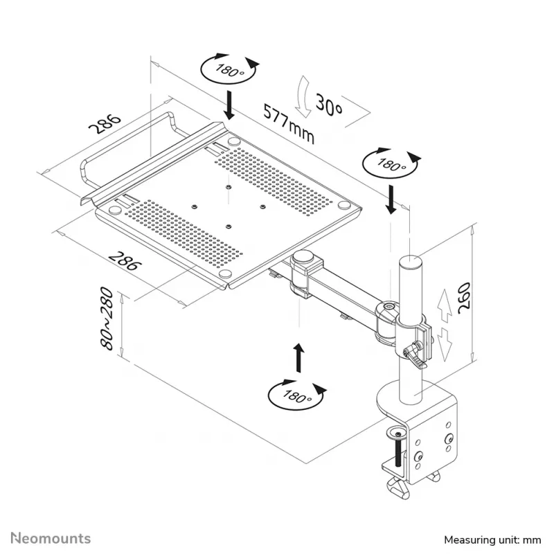 Neomounts NOTEBOOK-D100 držiak na notebook rameno monitora 10-22