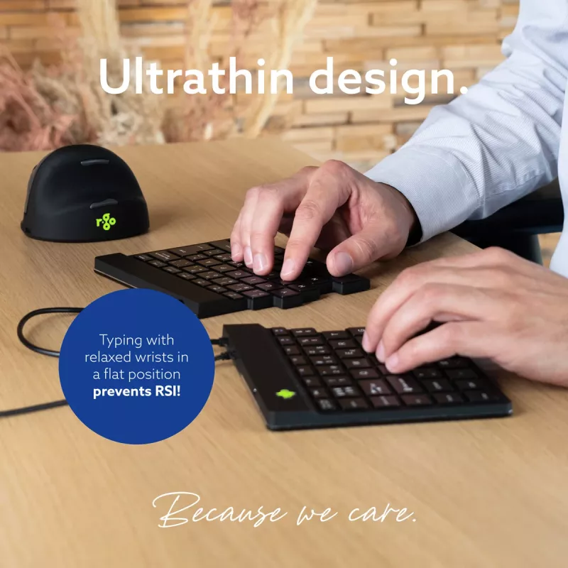 R-Go Tools ergonomická klávesnica R-Go Split Break v2 so softvérom Break, ergonomická delená klávesnica, QWERTY (US), káblová, čierna