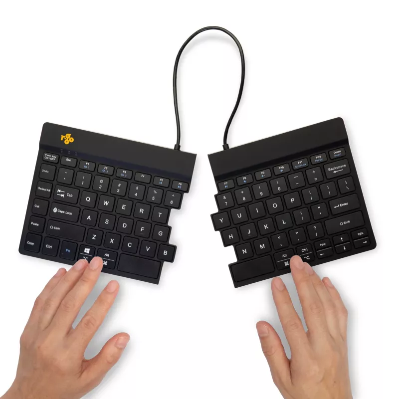 R-Go Tools ergonomická klávesnica R-Go Split Break so softvérom na prestávky, ergonomická delená klávesnica, QWERTY (US), Bluetooth, čierna