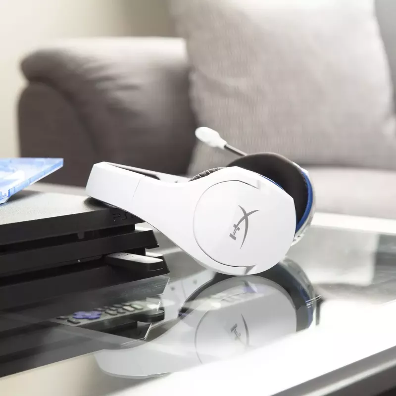 HyperX Cloud Stinger Core – bezdrôtová herná náhlavná súprava (bielo-modrá) – PS5-PS4
